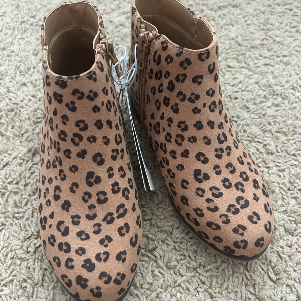 Girls Leopard Print Ankle Boots Size 13 Cat & Jack Brand Little Girl Booties NWT